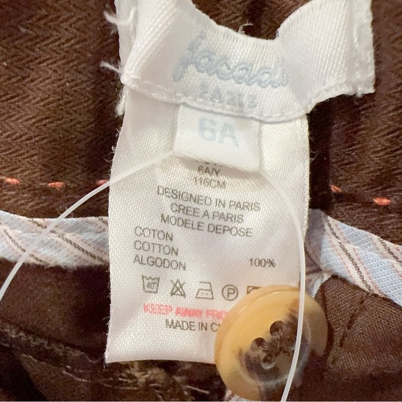 Jacadi Brown Cotton Straight Pants NWT Size 6A/Y - Picture 4 of 5